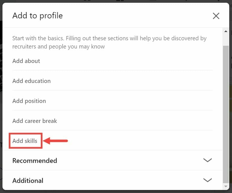 add skills to your LinkedIn profile
